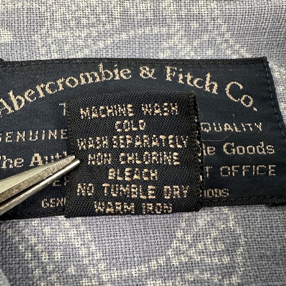 VTG Abercrombie‎ & Fitch Mens Short Sleeve Linen Shirt Large Purple Floral Y2K - Picture 8 of 13